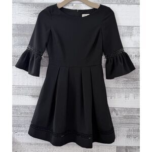Eliza J~Woman Size 8~Black Fit & Flare Bell Sleeve Elegant Dress Fully Lined